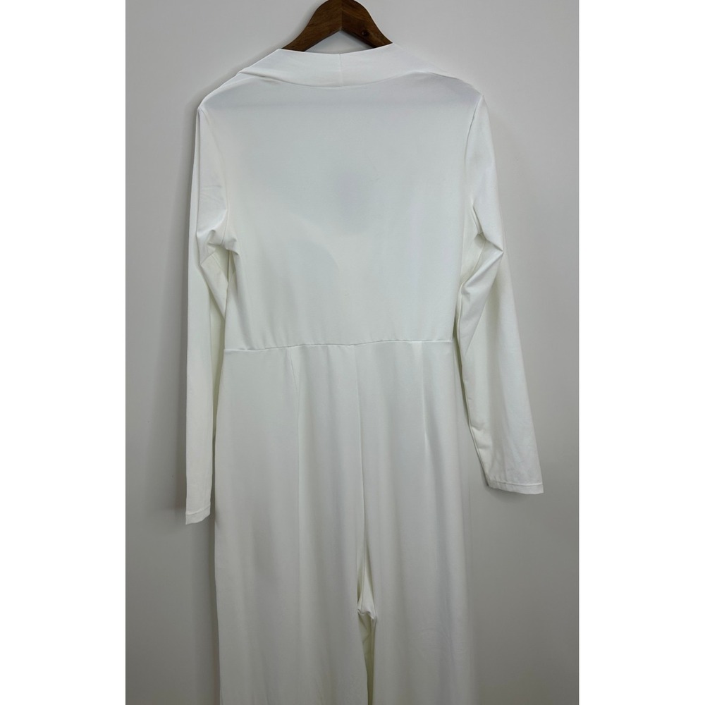 Halara Long Sleeve Wide Leg Jumpsuit Off White Size XL Stretch Pull On One Piece - Picture 12 of 13
